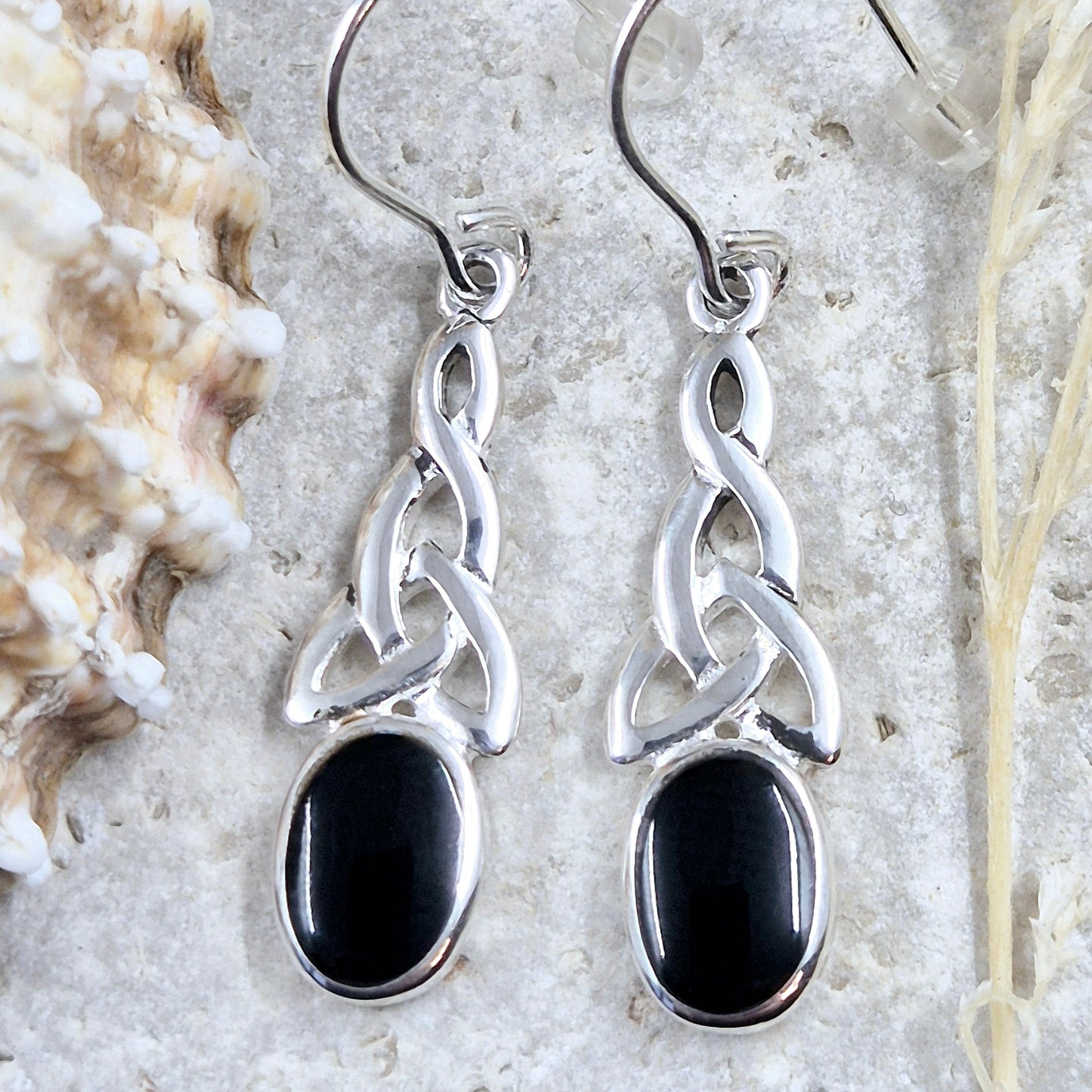Whitby Jet Celtic Earrings - JSWJ001 Jones Stones