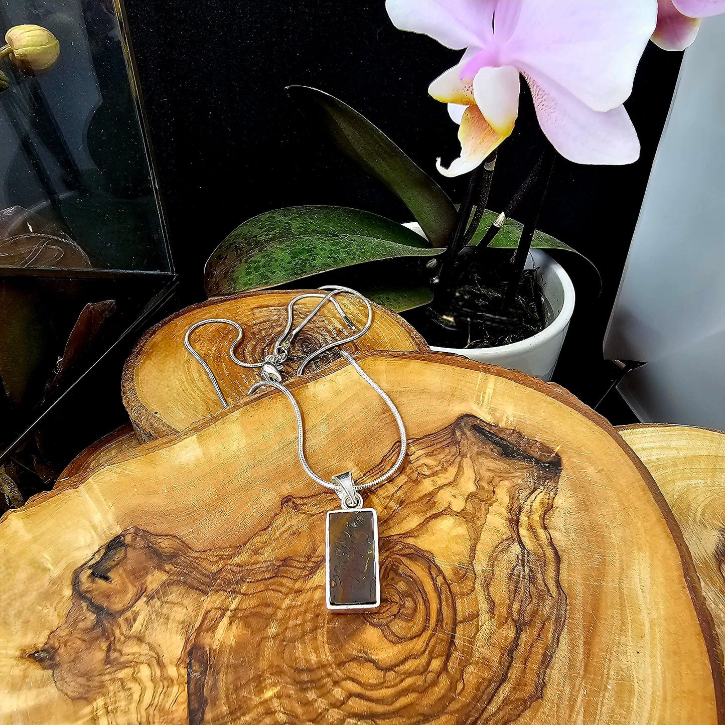 Australian Boulder Opal Pendant: Sterling Silver Gemstone, October Birthstone Jones Stones