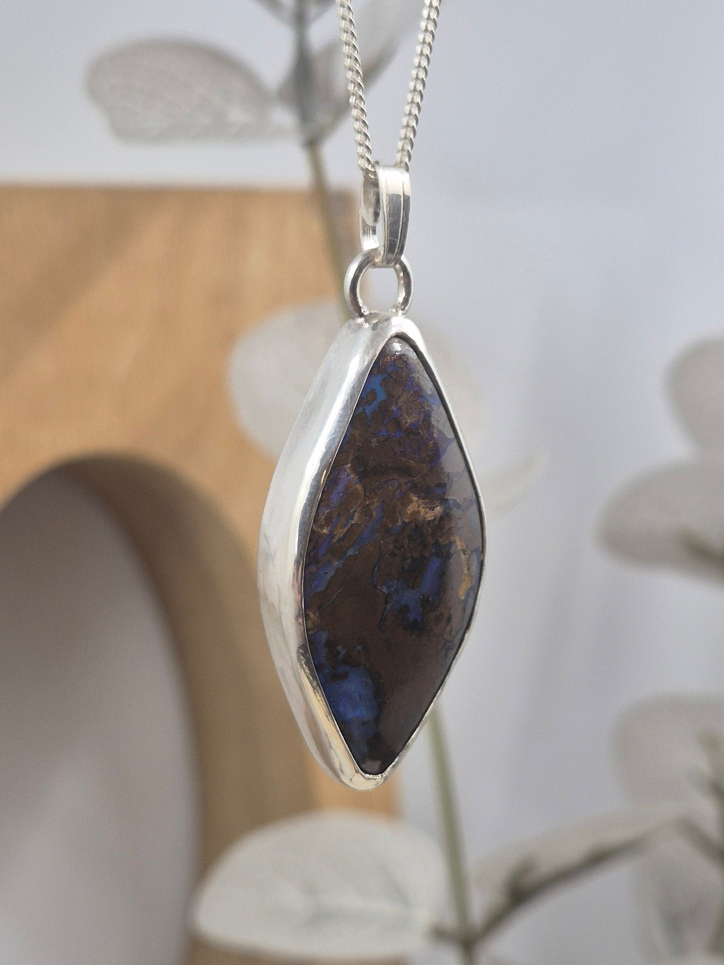 Handmade Sterling Silver Australian Boulder Opal Pendant Jones Stones