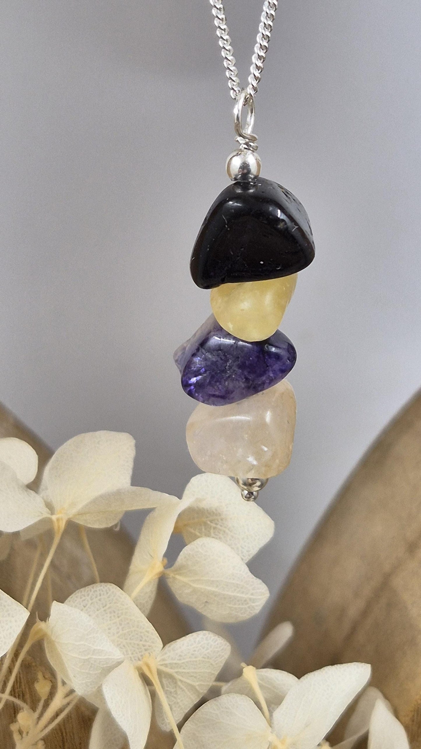 Blue John Pendant: Sterling Silver Derbyshire Spar Necklace Jones Stones