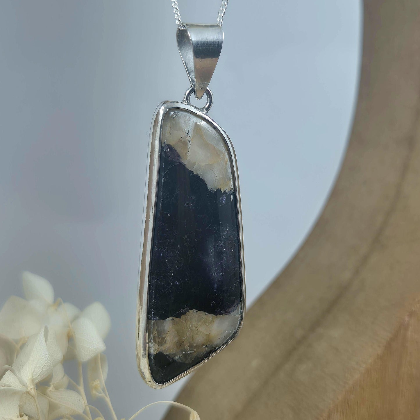 Blue John Pendant: Sterling Silver Derbyshire Fluorite Necklace Jones Stones