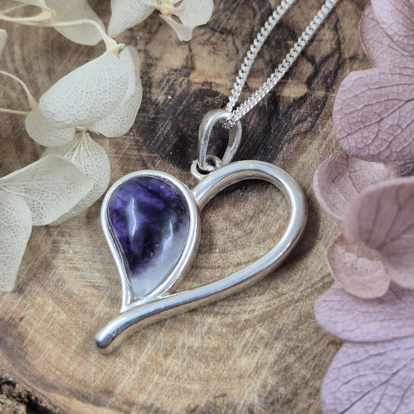 Blue John | Blue John Heart Shaped Pendant | Blue John Necklace | Blue John Jewellery Jones Stones