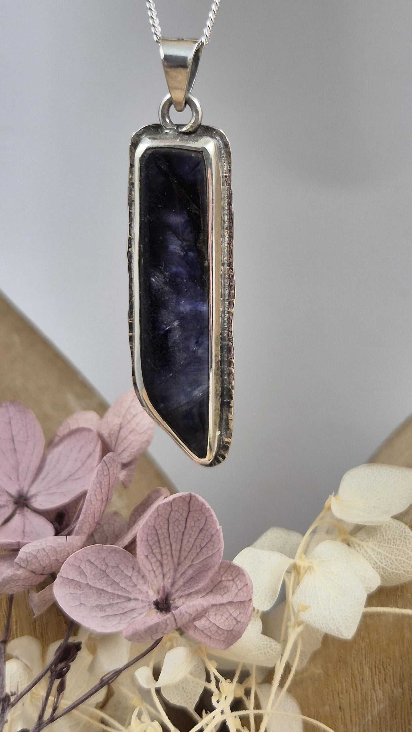 Blue John Pendant: Sterling Silver Derbyshire Spar Necklace Jones Stones