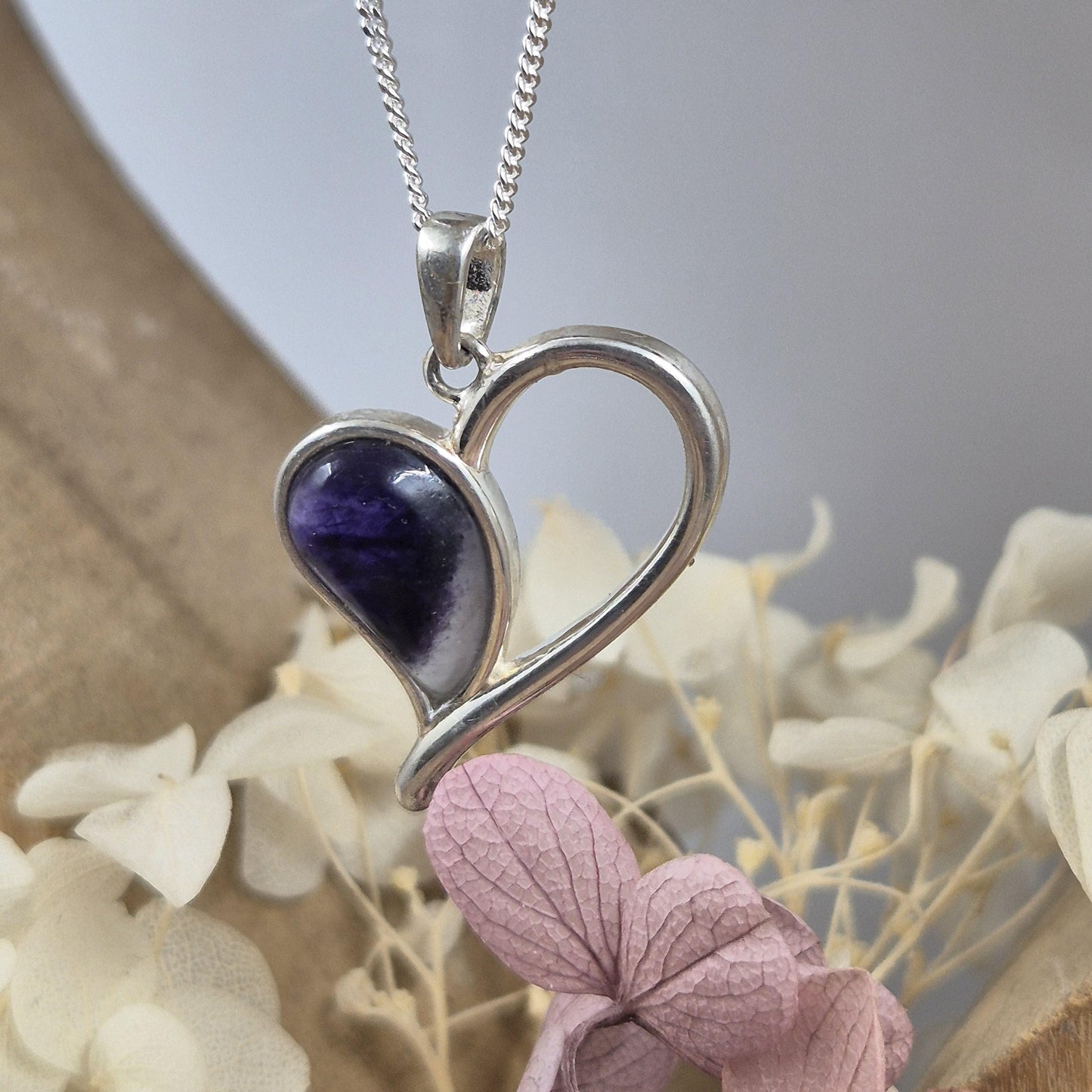 Blue John | Blue John Heart Shaped Pendant | Blue John Necklace | Blue John Jewellery Jones Stones