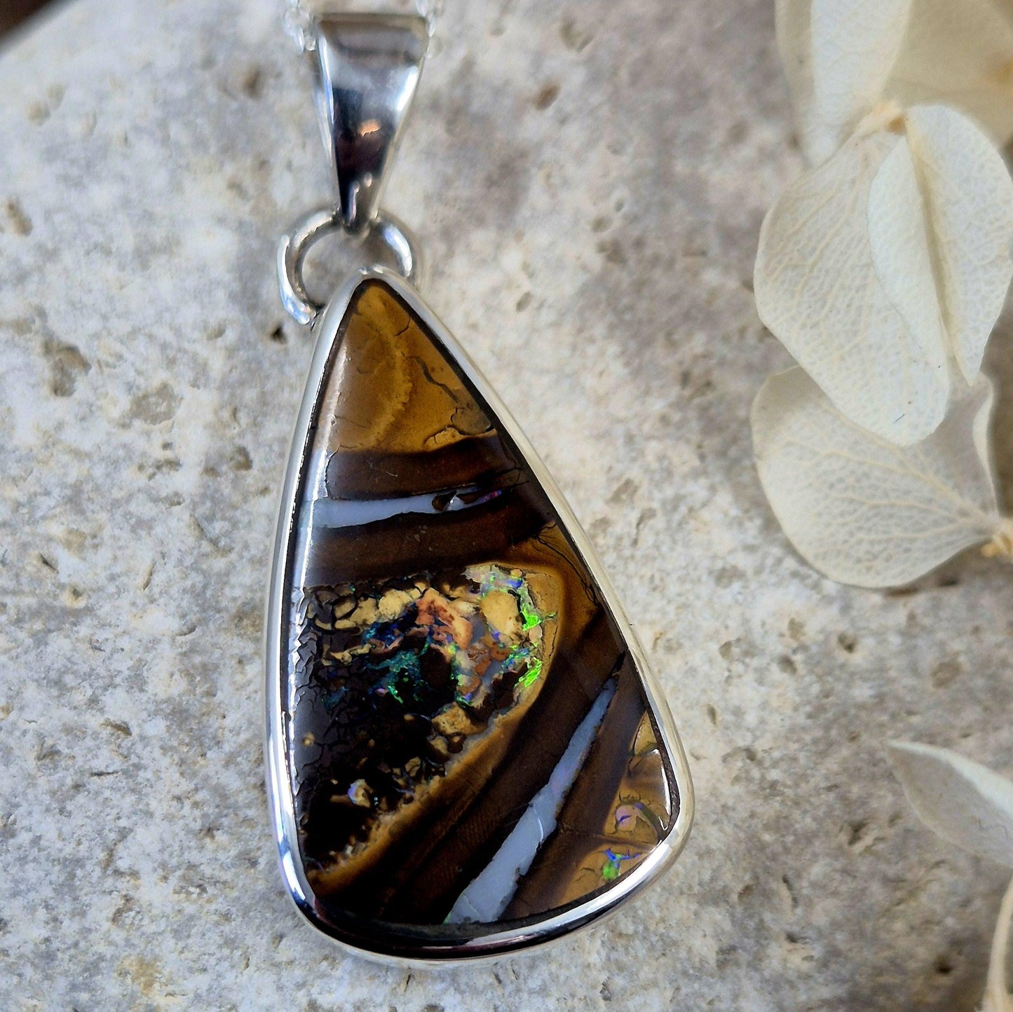 Handmade Sterling Silver Australian Boulder Opal Pendant Jones Stones