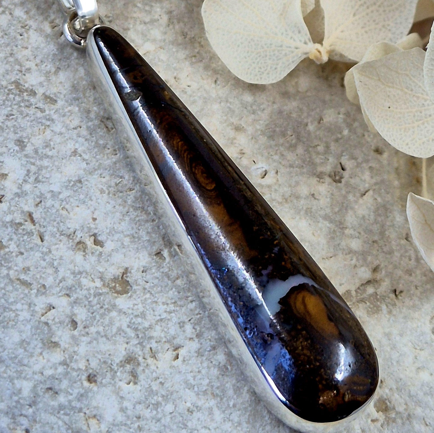 Handmade Sterling Silver Australian Boulder Opal Pendant Jones Stones