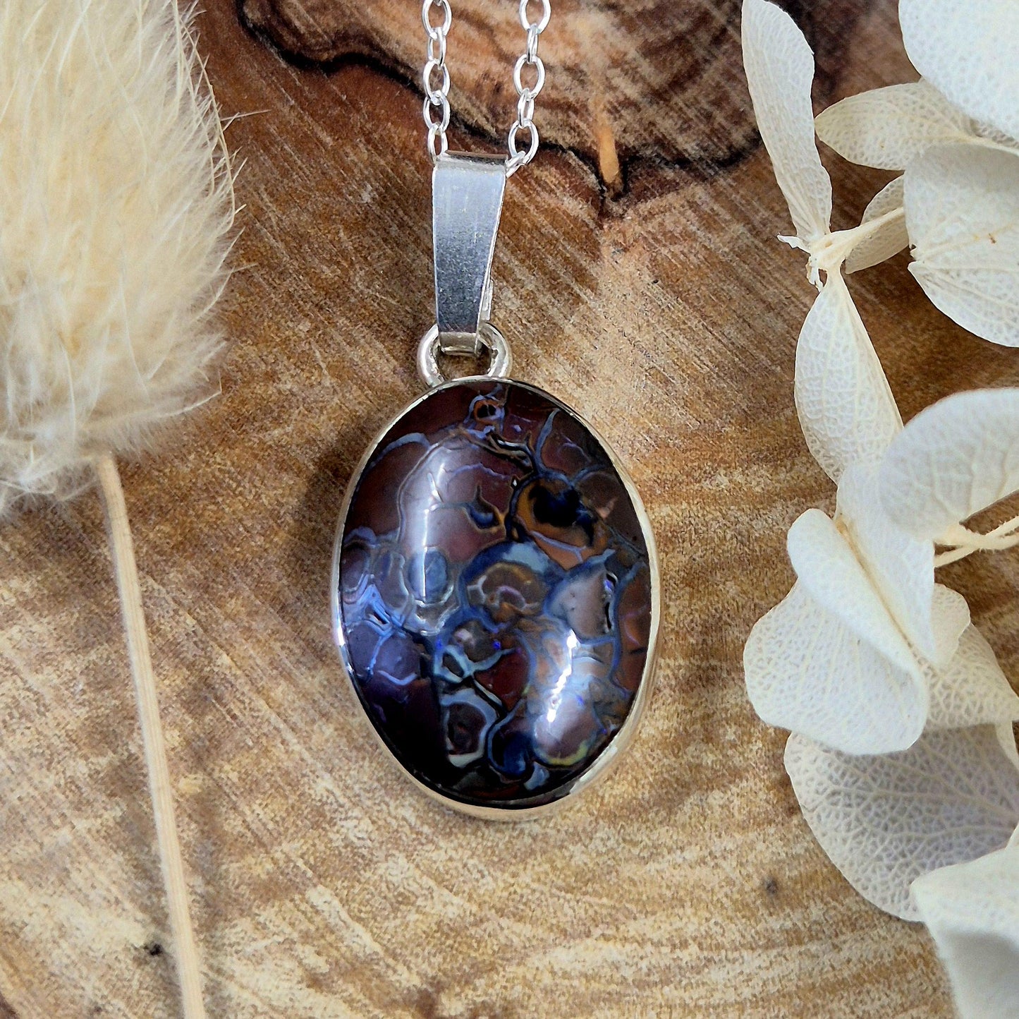 Handmade Sterling Silver Australian Koroit Boulder Opal Pendant Jones Stones