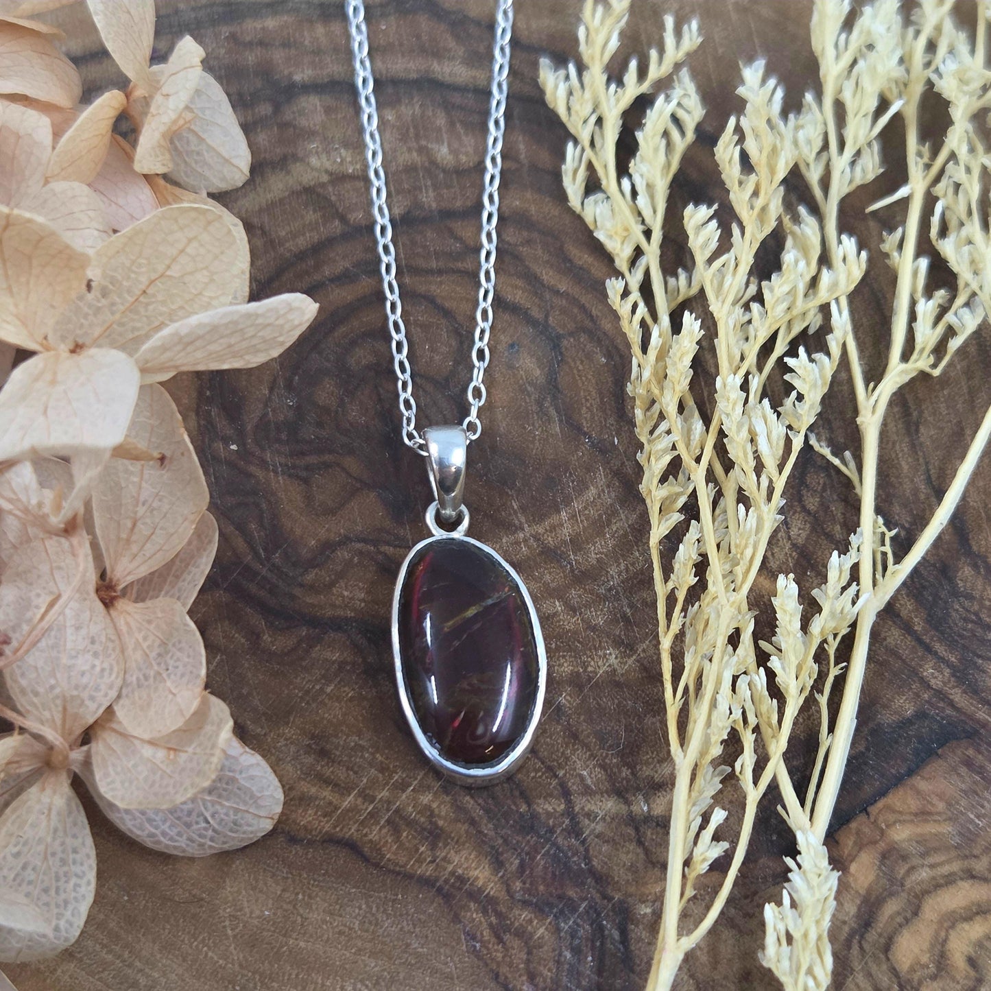 Canadian Ammolite Pendant: Sterling Silver Setting, Handmade Jewellery Jones Stones