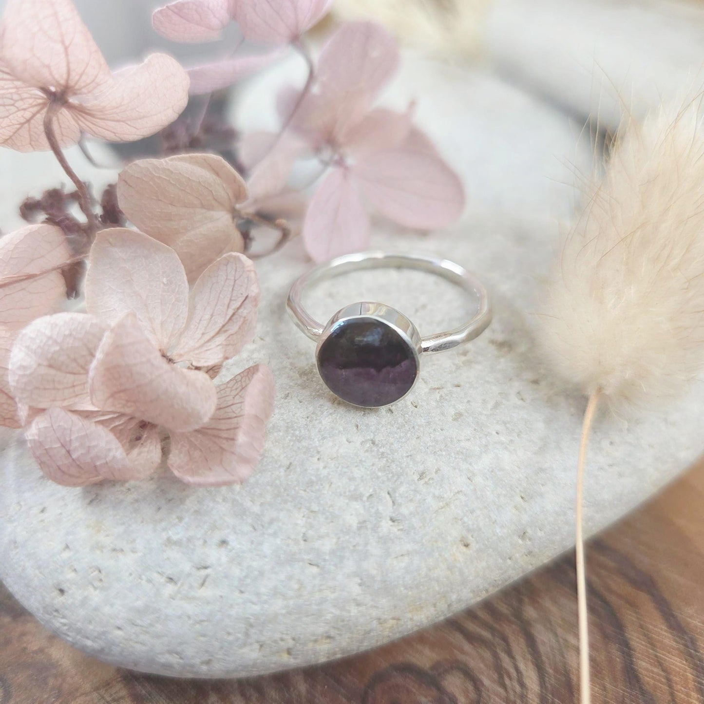 Sterling Silver Blue John Ring - Size P Jones Stones