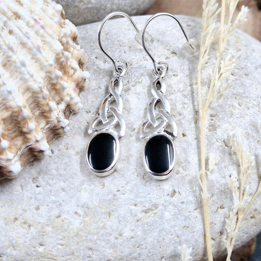 Whitby Jet Celtic Earrings - JSWJ001 Jones Stones