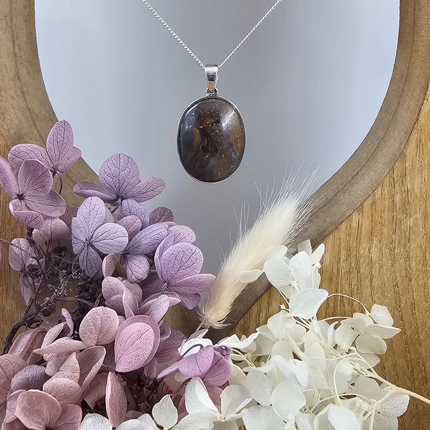 Australian Boulder Opal Pendant: Sterling Silver Gemstone Necklace Jones Stones