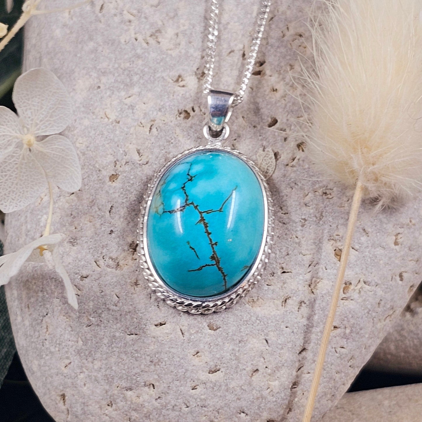 Handmade Turquoise Pendant: Sterling Silver Necklace, Derbyshire Jewellery Jones Stones