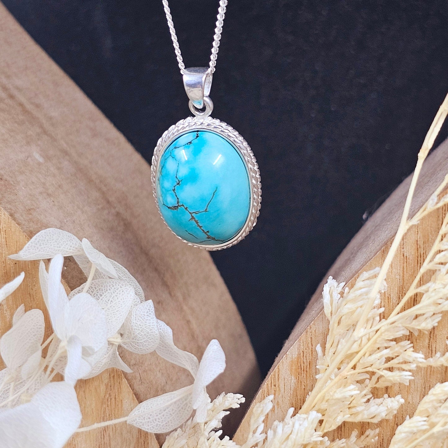 Handmade Turquoise Pendant: Sterling Silver Necklace, Derbyshire Jewellery Jones Stones