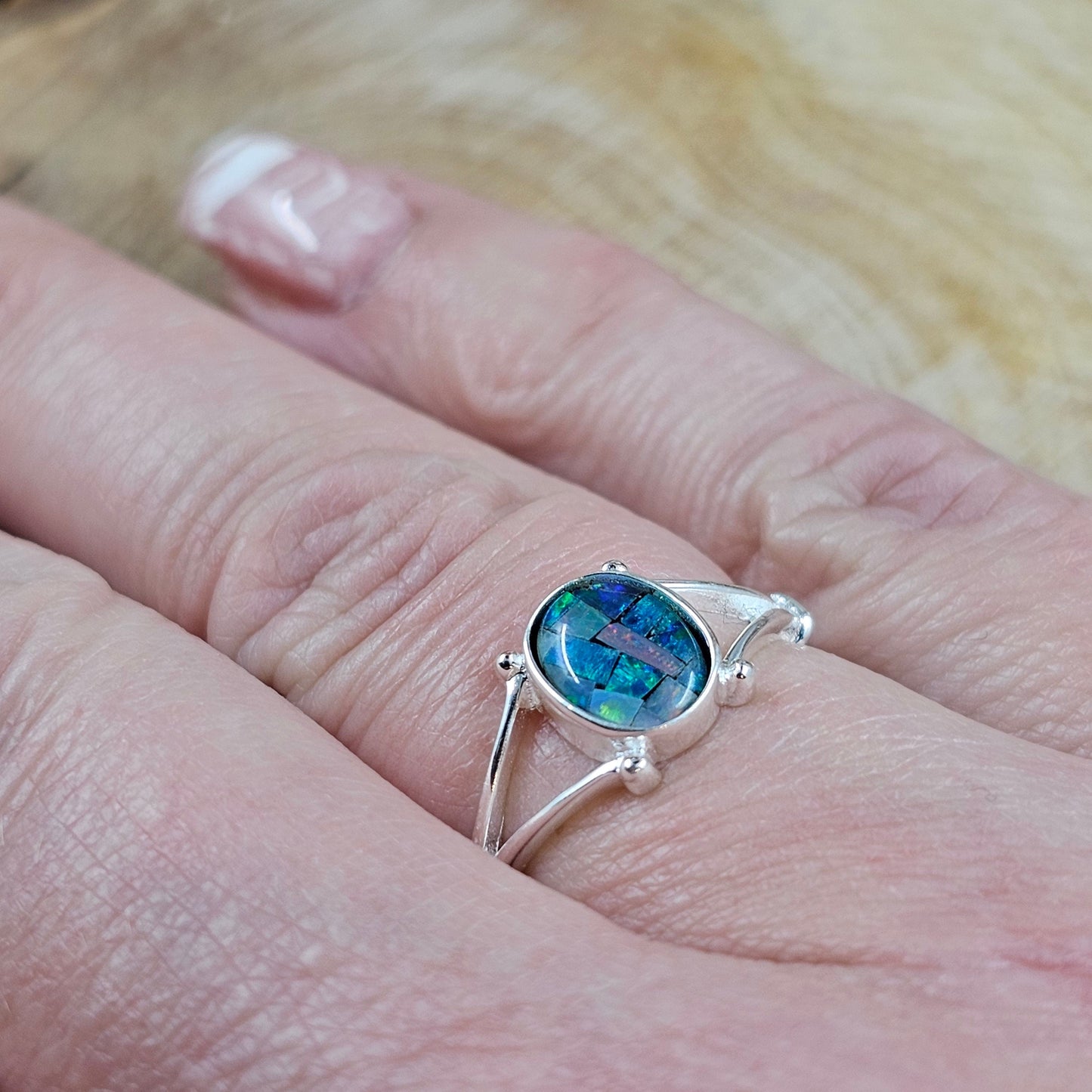 Australian Mosaic Triplet Opal Ring | Size P Ring | Opal Ring | Silver Ring Jones Stones