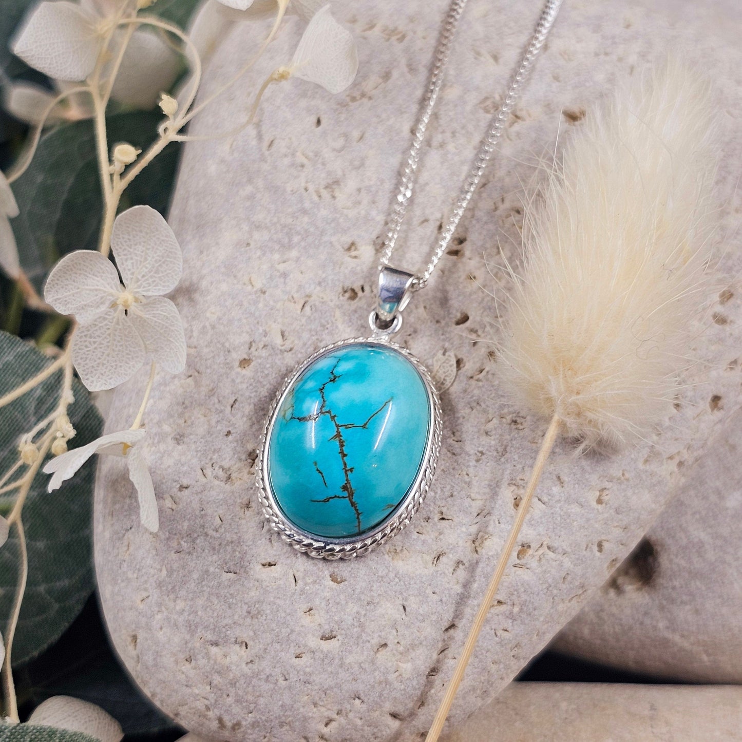 Handmade Turquoise Pendant: Sterling Silver Necklace, Derbyshire Jewellery Jones Stones