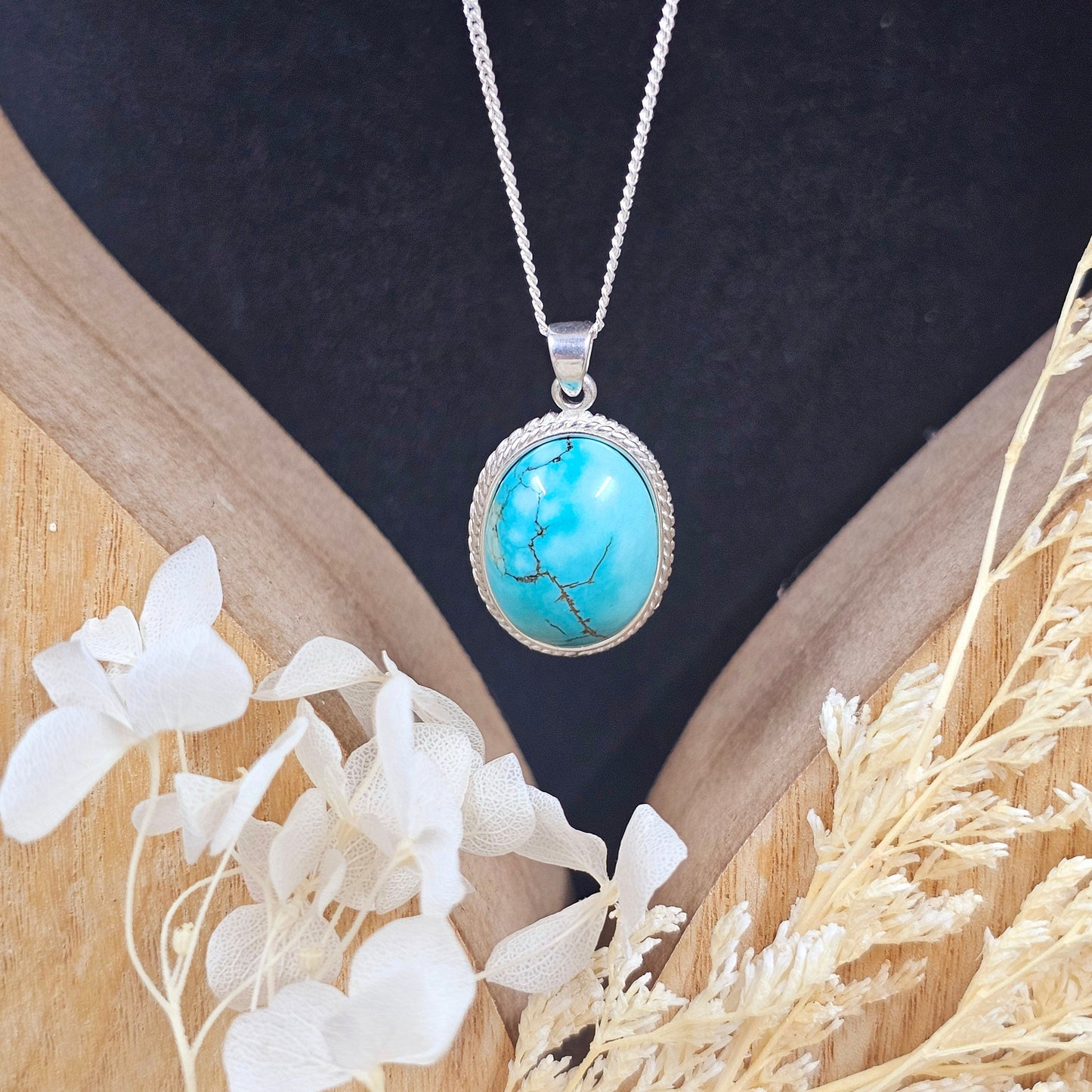 Handmade Turquoise Pendant: Sterling Silver Necklace, Derbyshire Jewellery Jones Stones