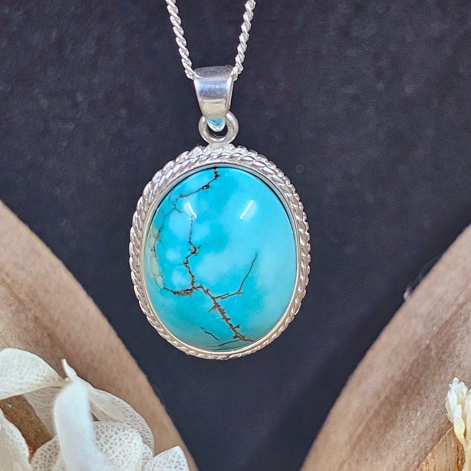 Handmade Turquoise Pendant: Sterling Silver Necklace, Derbyshire Jewellery Jones Stones