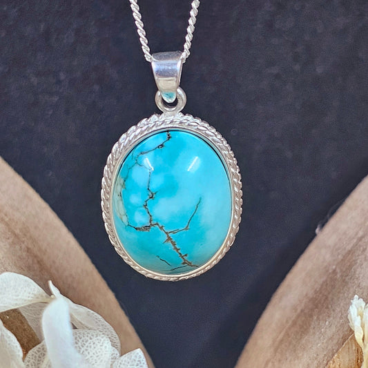 Handmade Turquoise Pendant: Sterling Silver Necklace, Derbyshire Jewellery Jones Stones