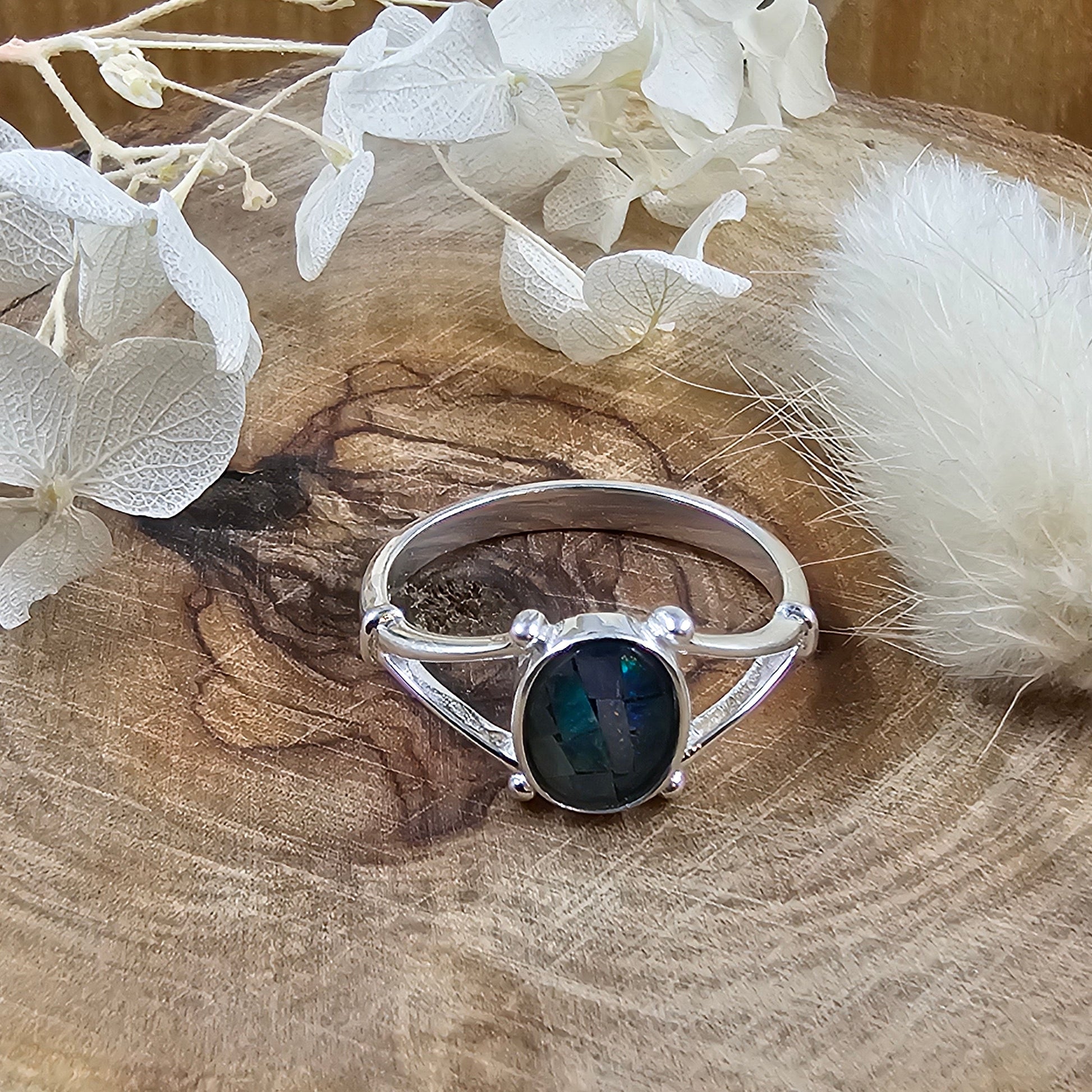 Australian Mosaic Triplet Opal Ring | Size P Ring | Opal Ring | Silver Ring Jones Stones