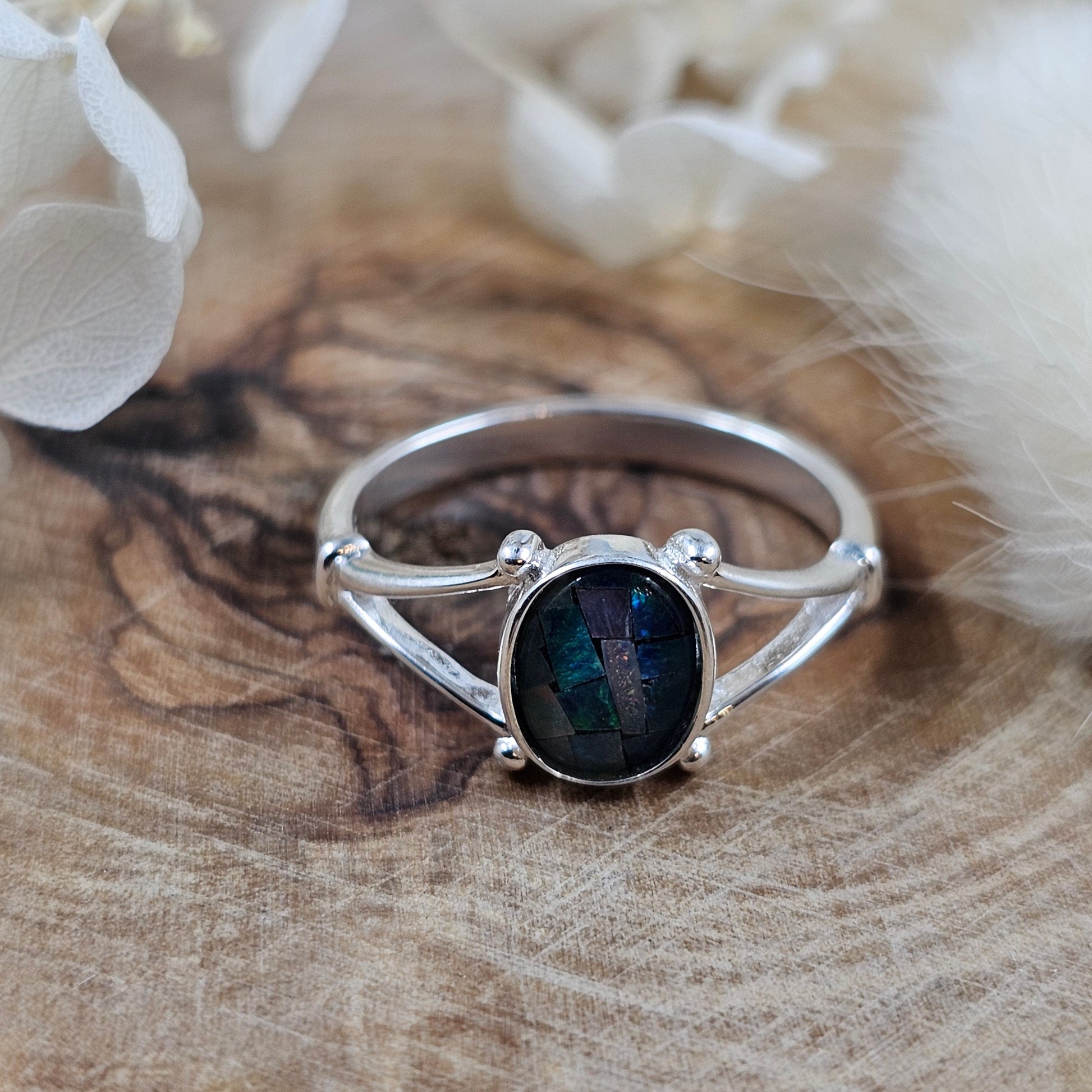 Australian Mosaic Triplet Opal Ring | Size P Ring | Opal Ring | Silver Ring Jones Stones