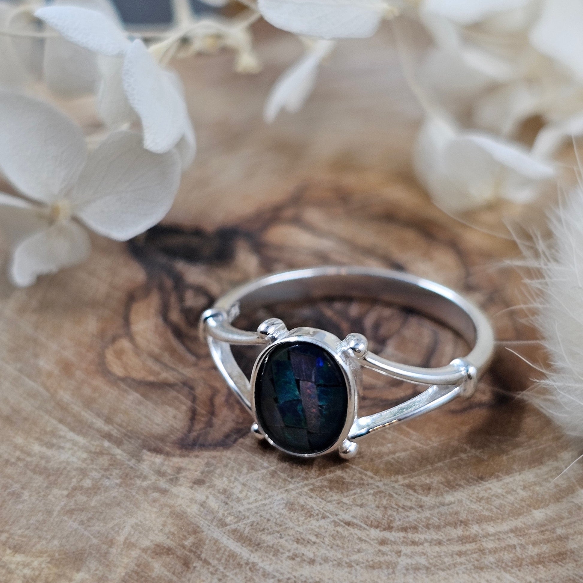 Australian Mosaic Triplet Opal Ring | Size P Ring | Opal Ring | Silver Ring Jones Stones