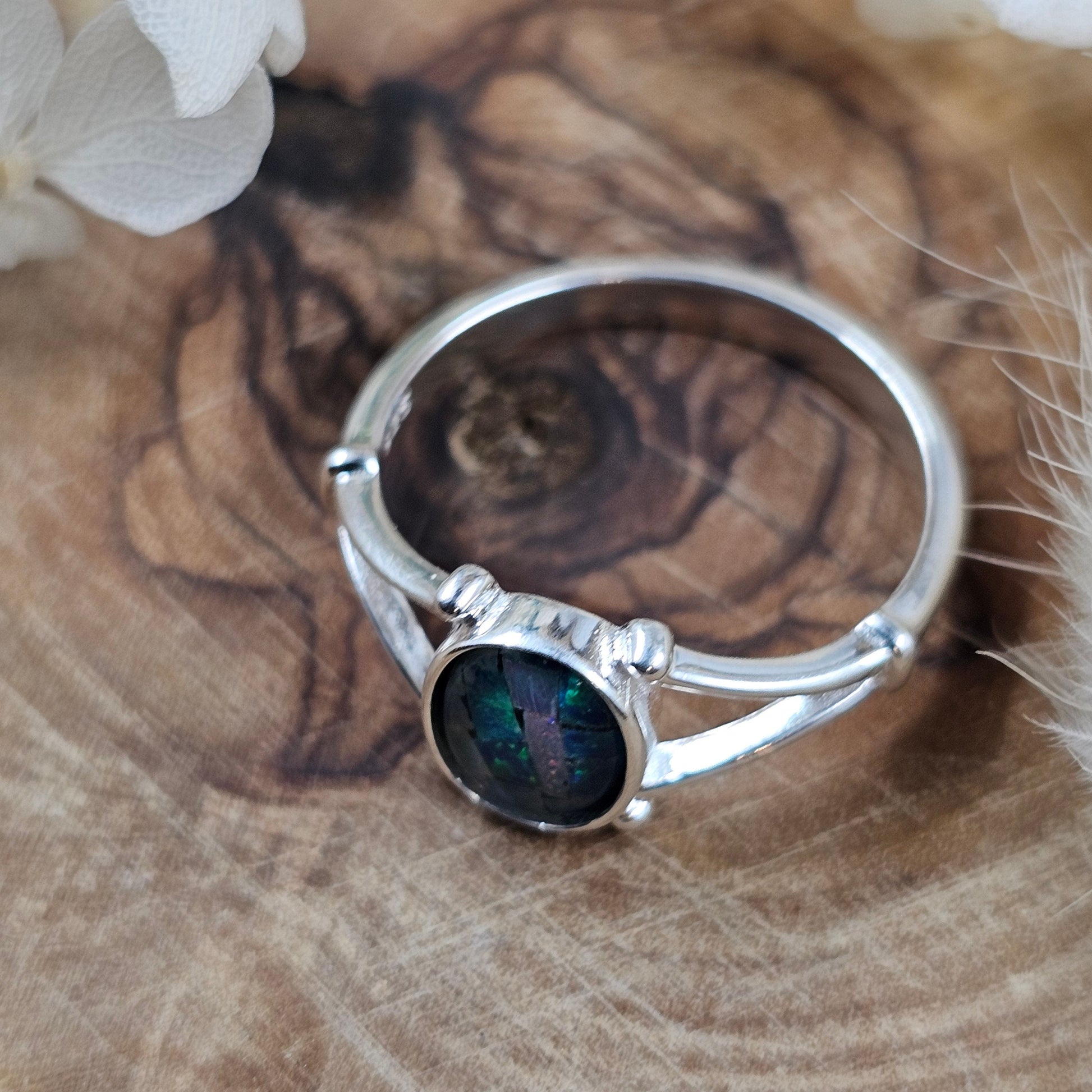 Australian Mosaic Triplet Opal Ring | Size P Ring | Opal Ring | Silver Ring Jones Stones