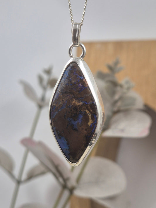 Handmade Sterling Silver Australian Boulder Opal Pendant Jones Stones