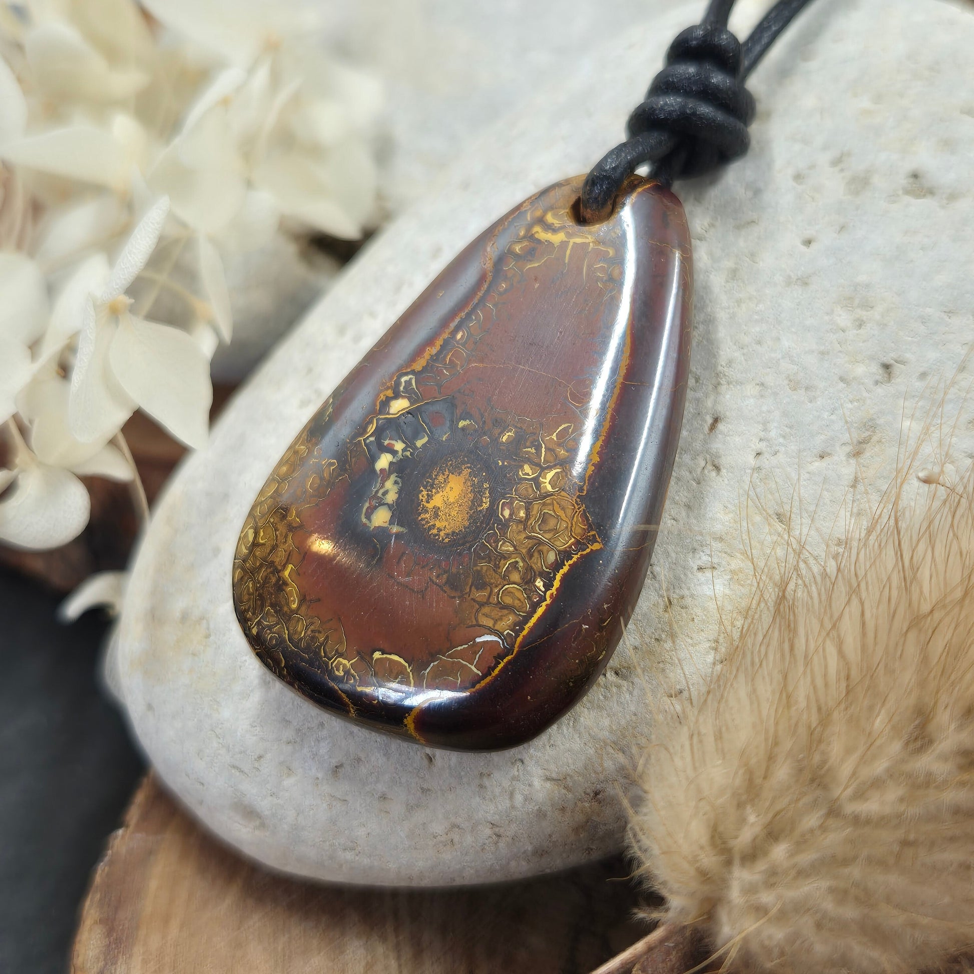 Australian Koroit Boulder Opal Pendant: Unisex Gemstone Necklace Jones Stones