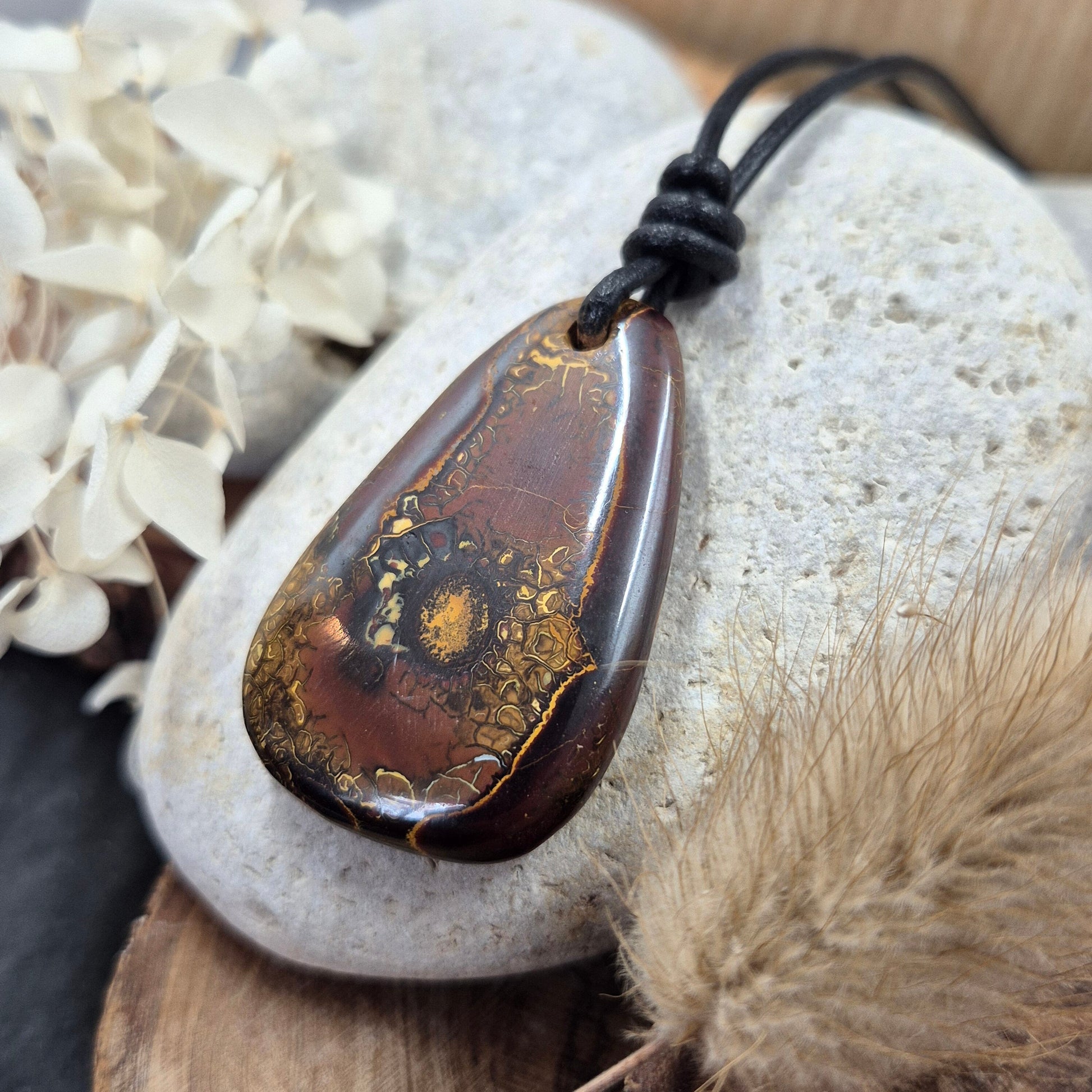 Australian Koroit Boulder Opal Pendant: Unisex Gemstone Necklace Jones Stones