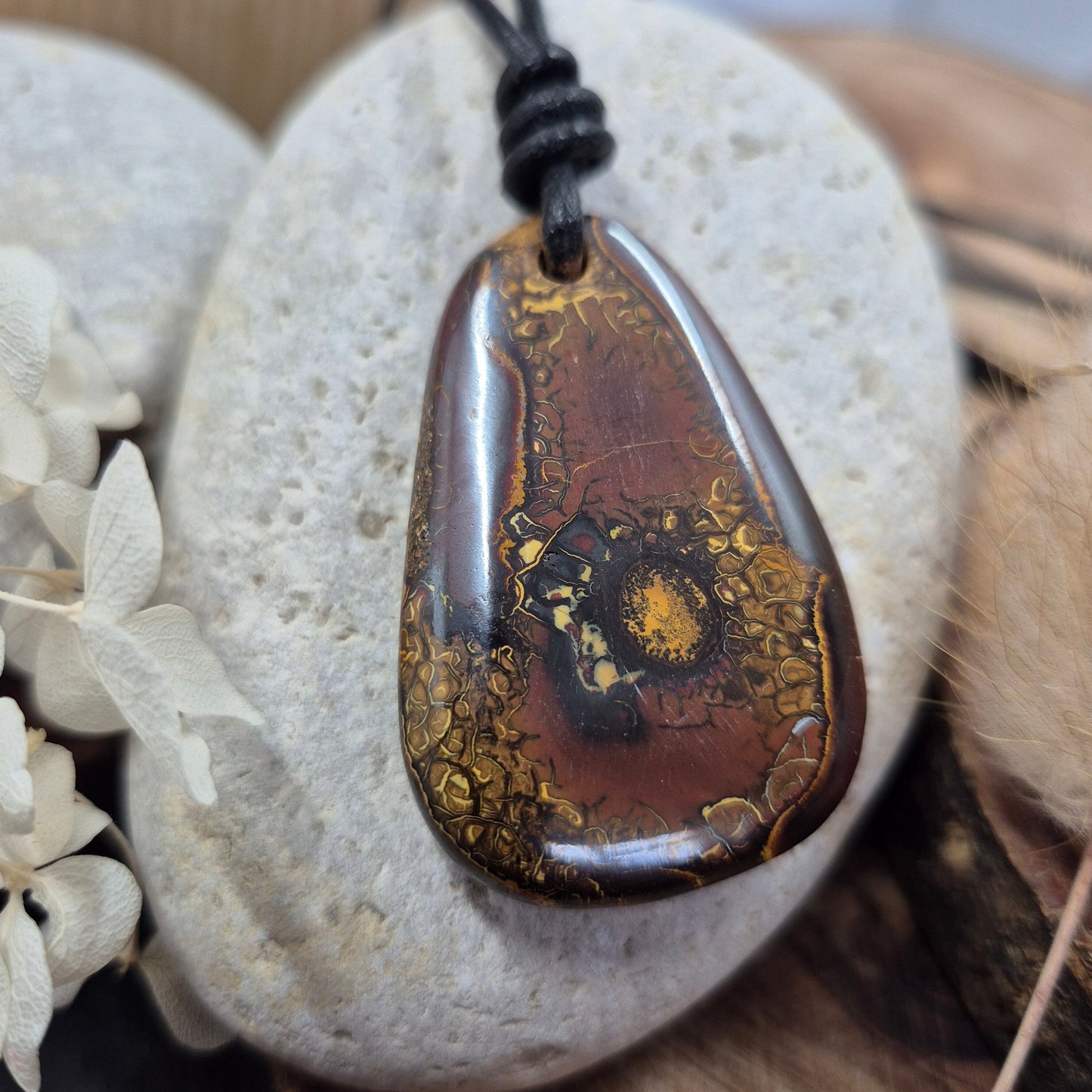 Australian Koroit Boulder Opal Pendant: Unisex Gemstone Necklace Jones Stones