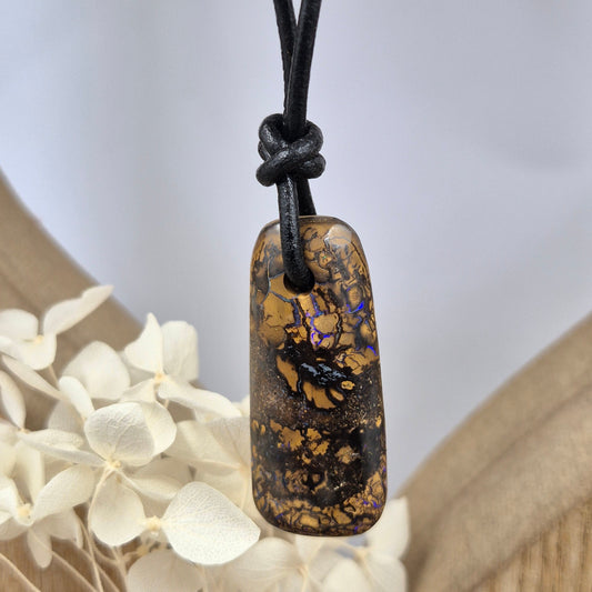 Australian Koroit Boulder Opal Pendant: Unisex Gemstone Necklace Jones Stones