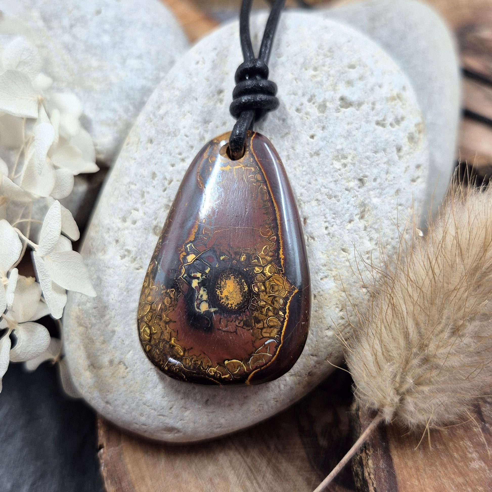 Australian Koroit Boulder Opal Pendant: Unisex Gemstone Necklace Jones Stones