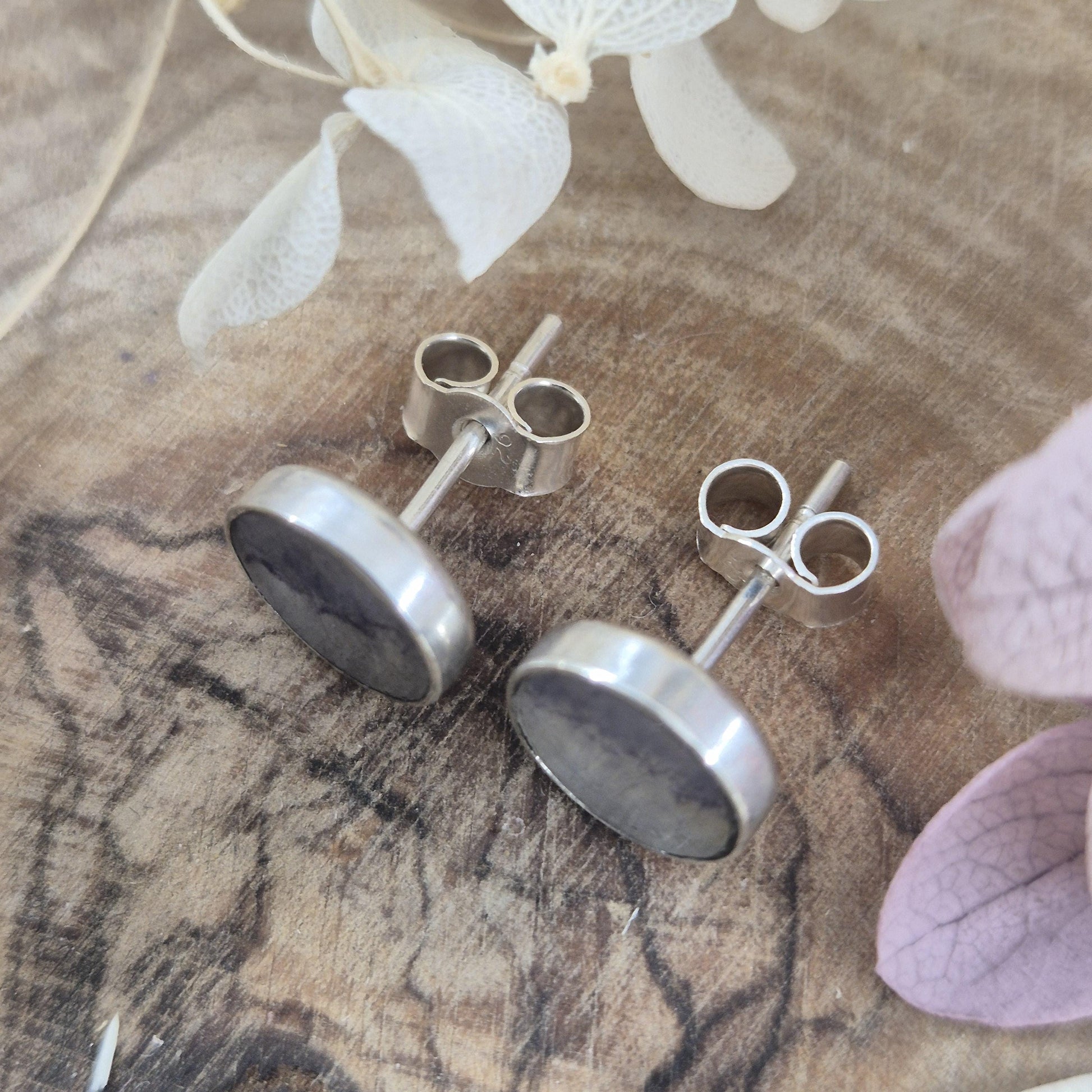 Blue John Stud Earrings | Sterling Silver, Derbyshire Spar Jones Stones