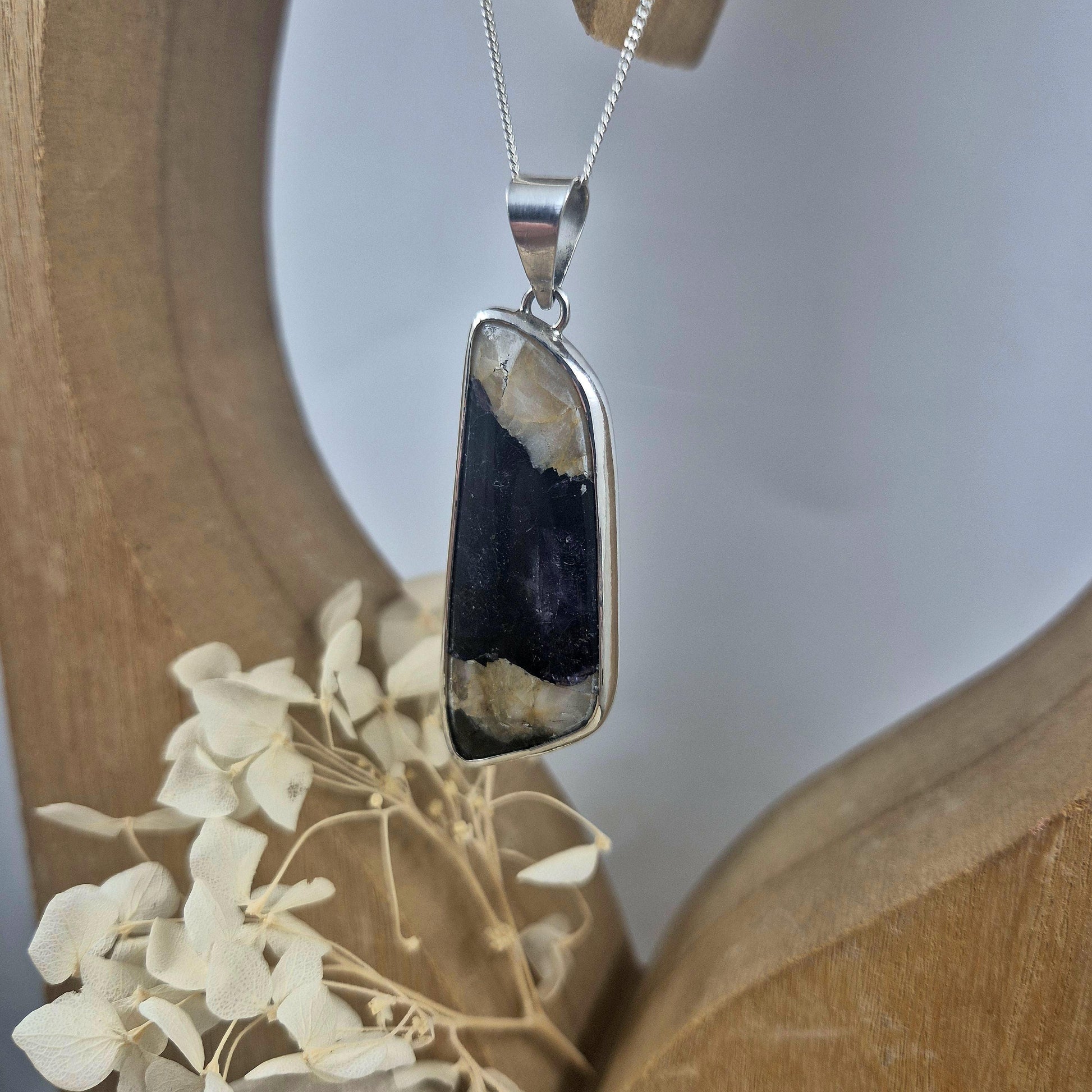 Blue John Pendant: Sterling Silver Derbyshire Fluorite Necklace Jones Stones