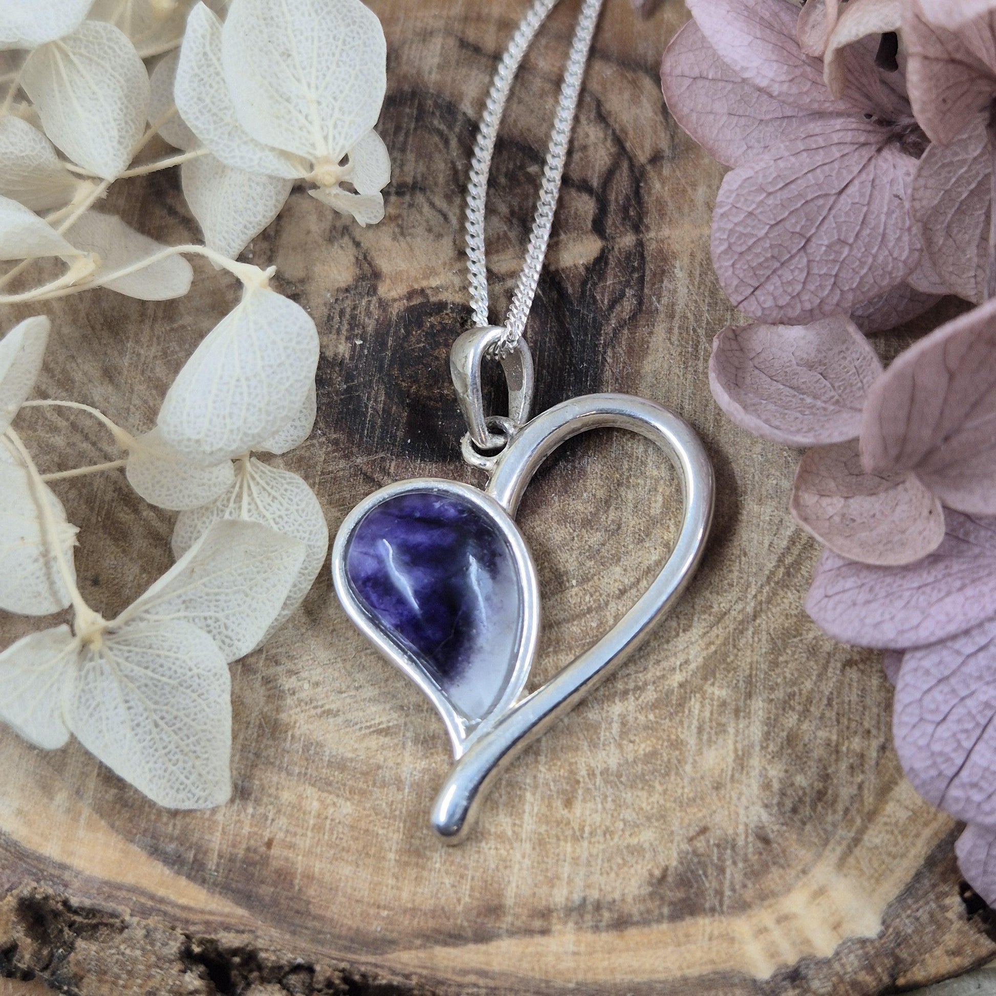 Blue John | Blue John Heart Shaped Pendant | Blue John Necklace | Blue John Jewellery Jones Stones