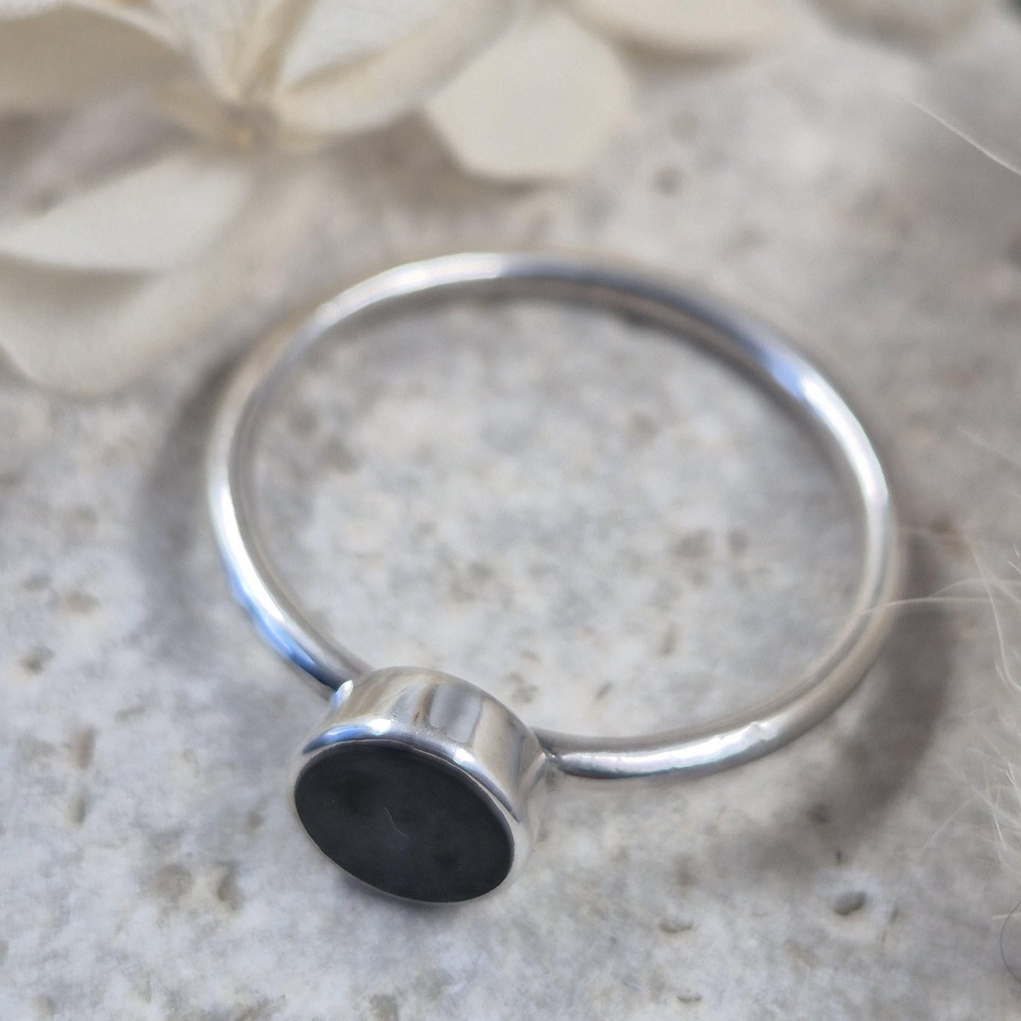 Whitby Jet Stacker Silver Ring | Whitby Jet Ring | Whitby Jet | Celtic Jewellery | Handmade Ring | Ring Jones Stones