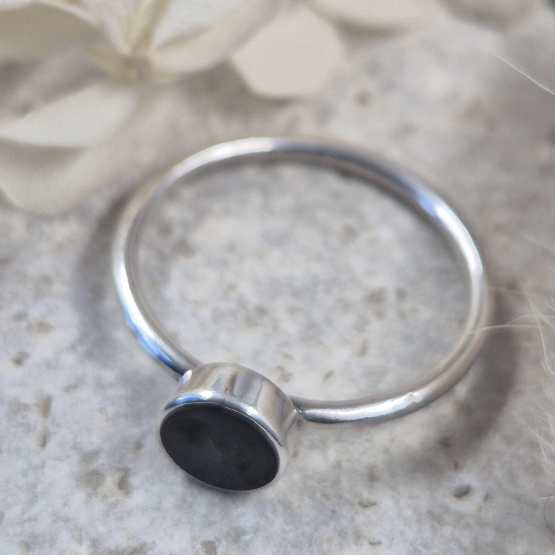 Whitby Jet Stacker Silver Ring | Whitby Jet Ring | Whitby Jet | Celtic Jewellery | Handmade Ring | Ring Jones Stones