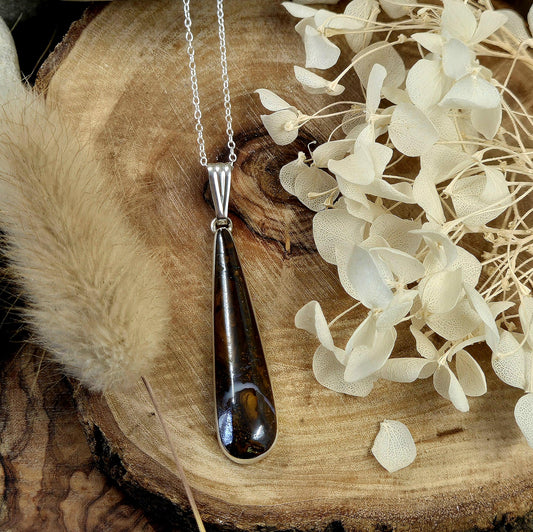 Handmade Sterling Silver Australian Boulder Opal Pendant Jones Stones