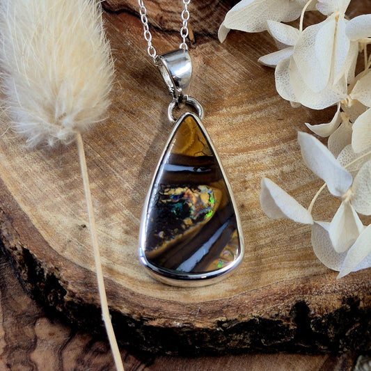 Handmade Sterling Silver Australian Boulder Opal Pendant Jones Stones