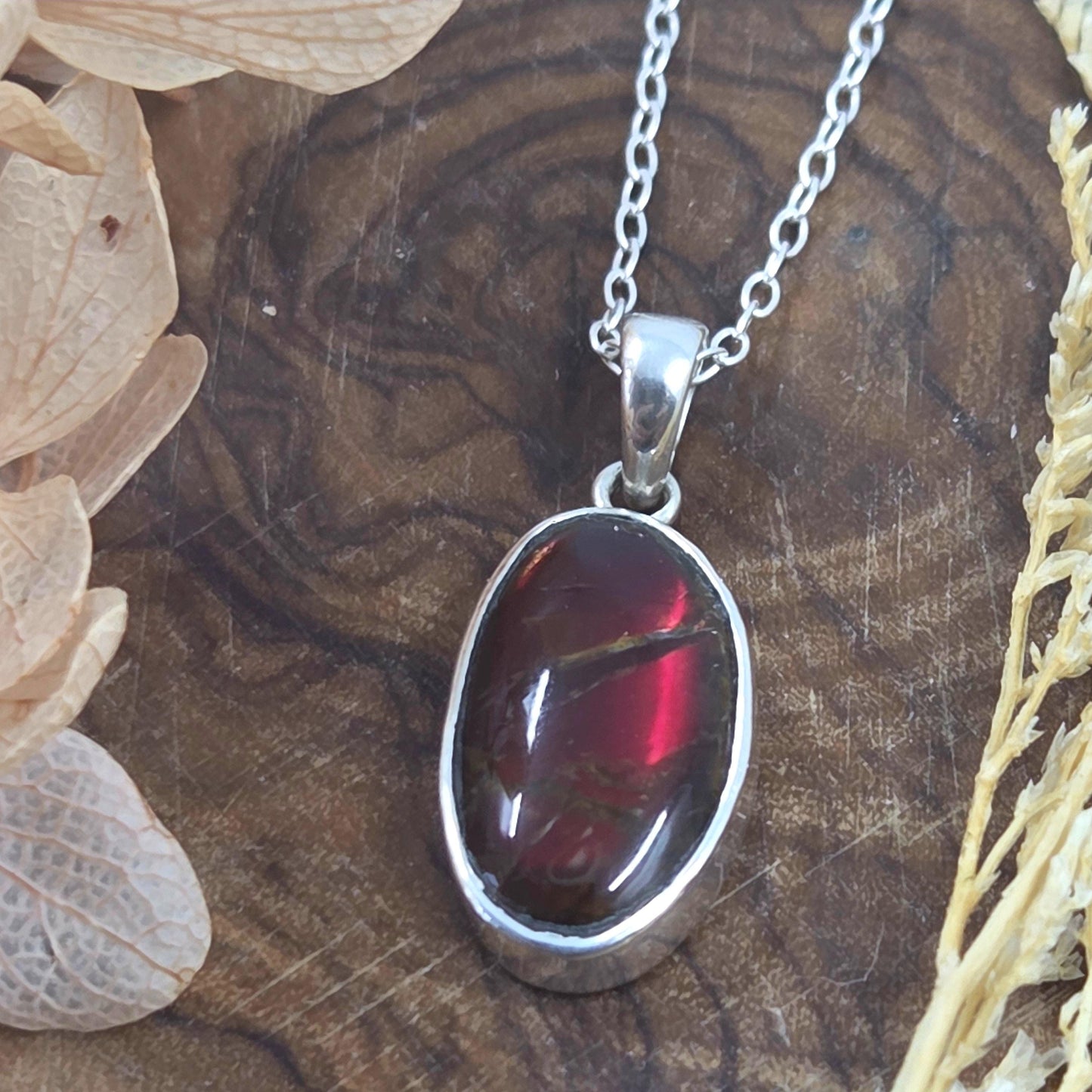 Canadian Ammolite Pendant: Sterling Silver Setting, Handmade Jewellery Jones Stones