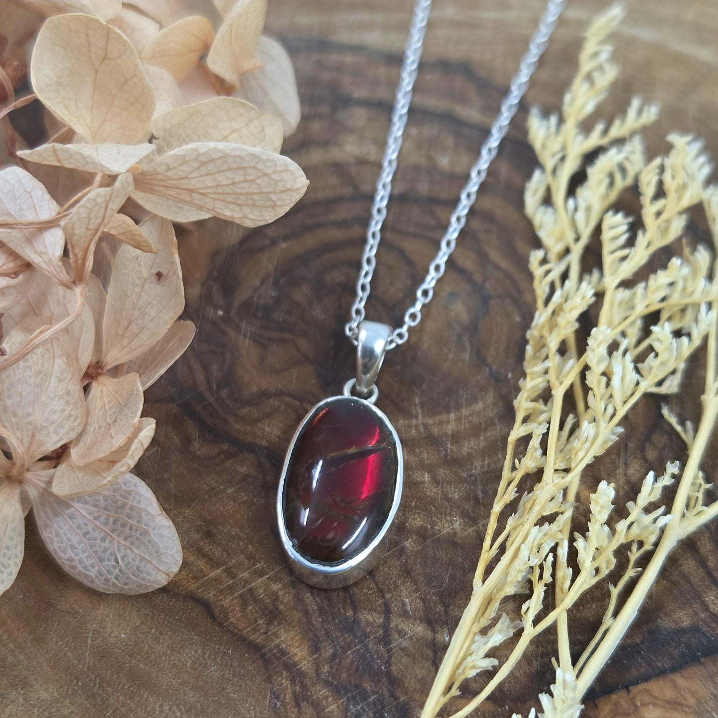 Canadian Ammolite Pendant: Sterling Silver Setting, Handmade Jewellery Jones Stones