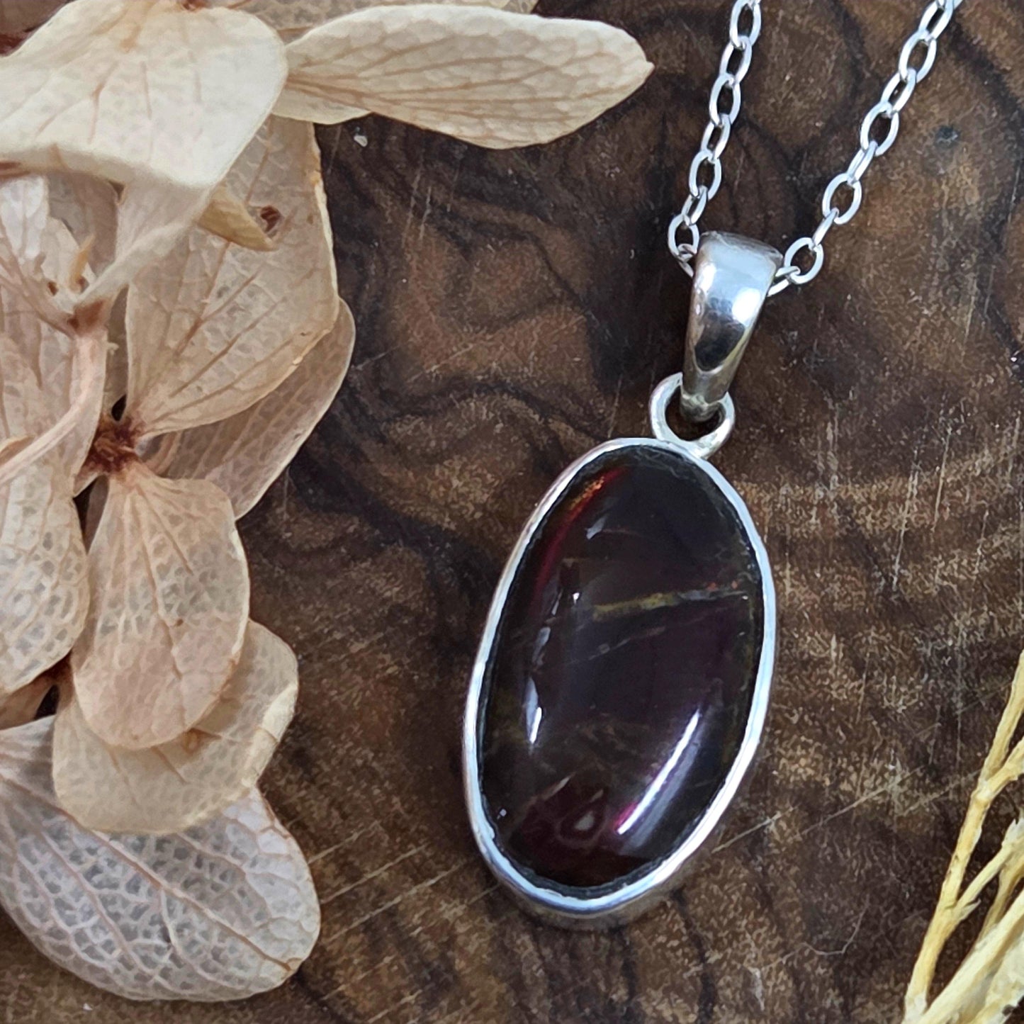 Canadian Ammolite Pendant: Sterling Silver Setting, Handmade Jewellery Jones Stones