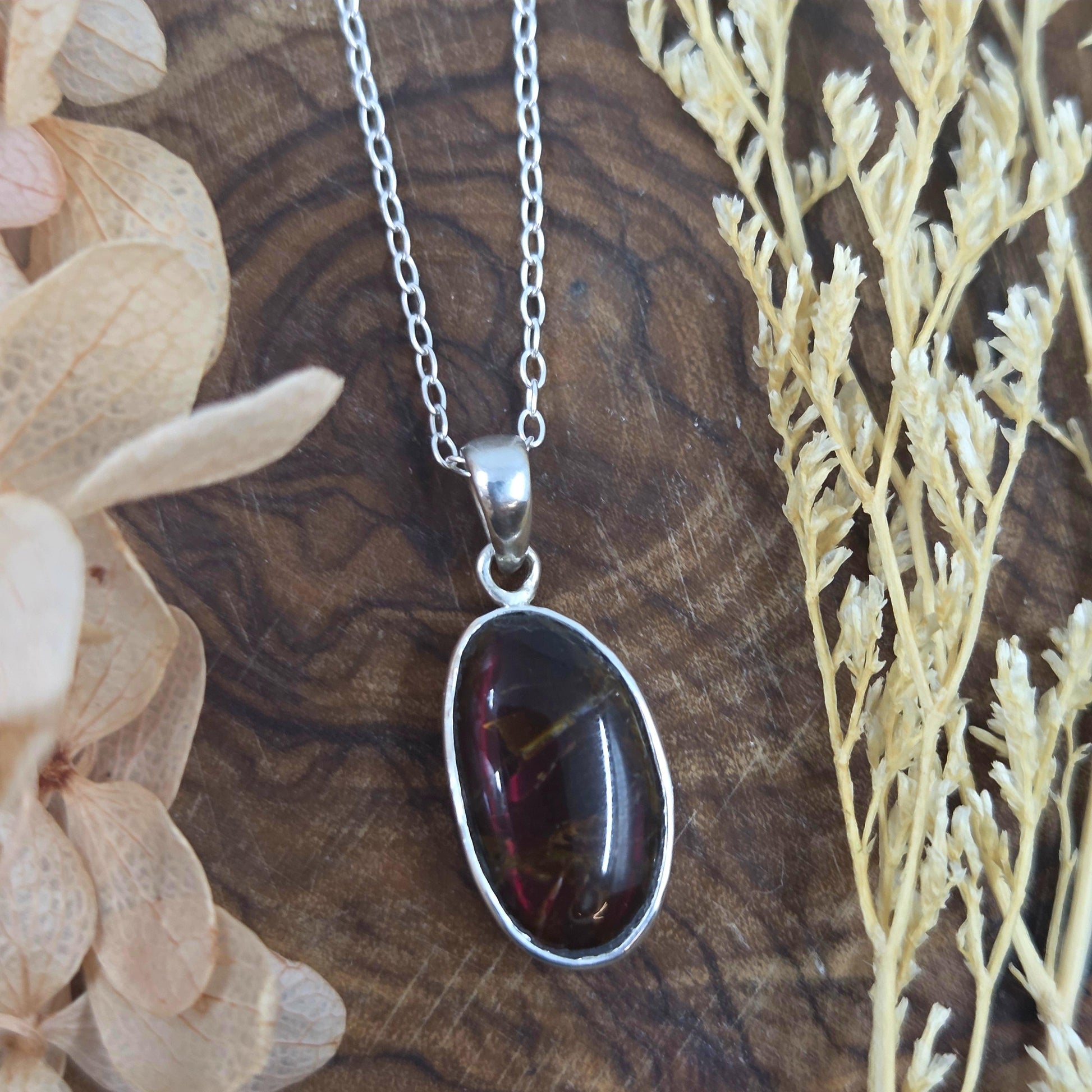 Canadian Ammolite Pendant: Sterling Silver Setting, Handmade Jewellery Jones Stones