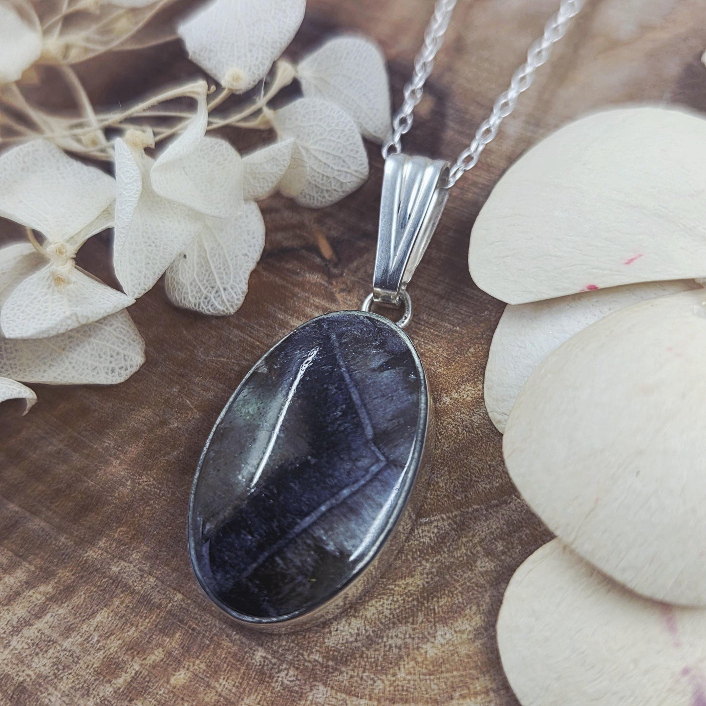 Blue John Pendant: Recycled Sterling Silver, Derbyshire Stone Jones Stones