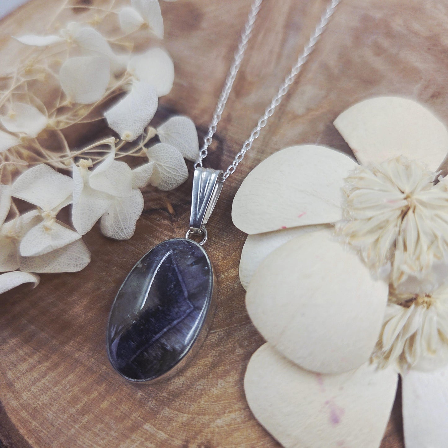 Blue John Pendant: Recycled Sterling Silver, Derbyshire Stone Jones Stones