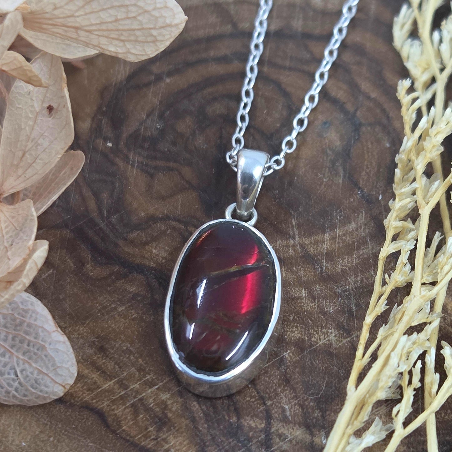 Canadian Ammolite Pendant: Sterling Silver Setting, Handmade Jewellery Jones Stones