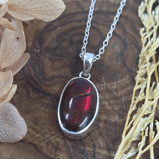 Canadian Ammolite Pendant: Sterling Silver Setting, Handmade Jewellery Jones Stones