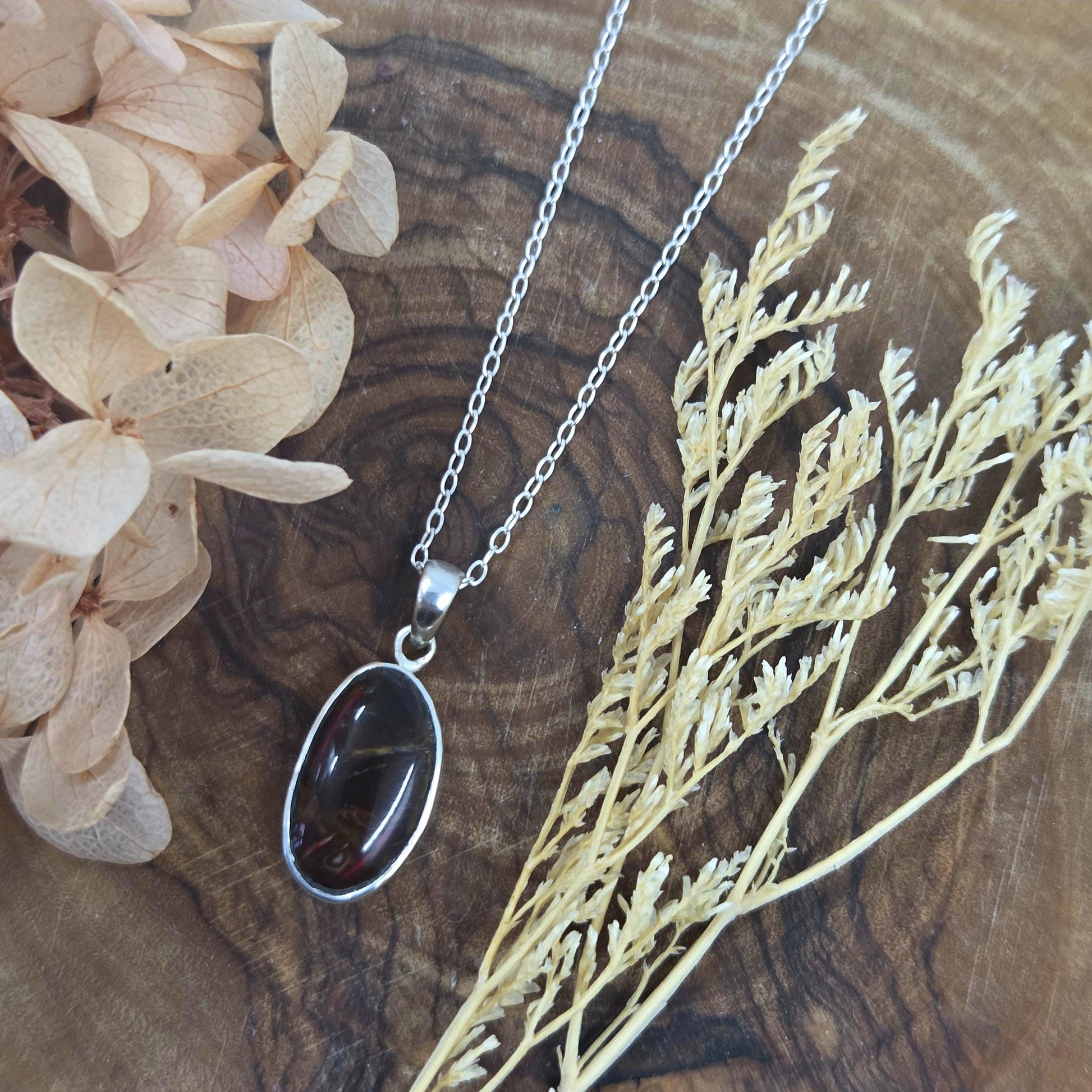 Canadian Ammolite Pendant: Sterling Silver Setting, Handmade Jewellery Jones Stones