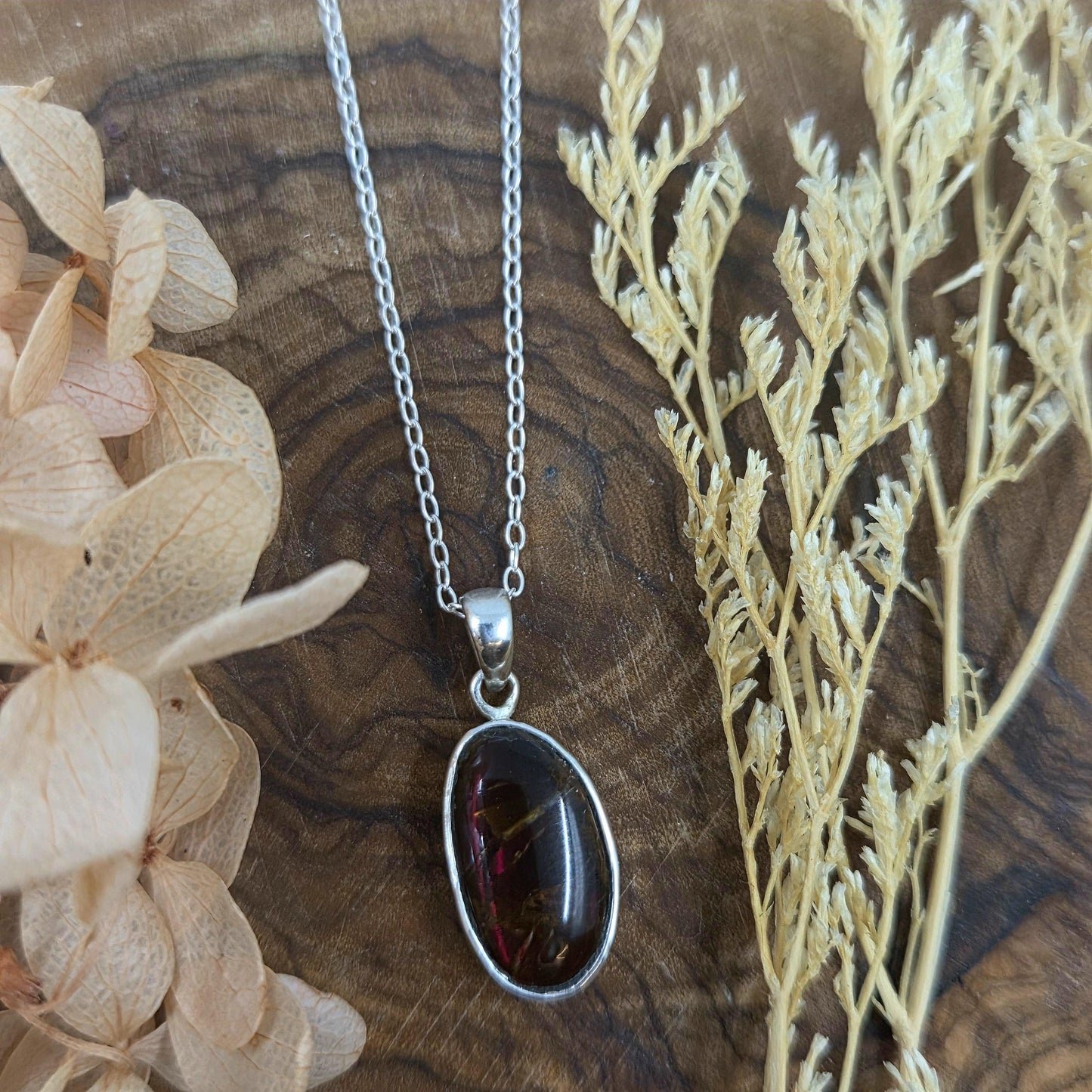 Canadian Ammolite Pendant: Sterling Silver Setting, Handmade Jewellery Jones Stones