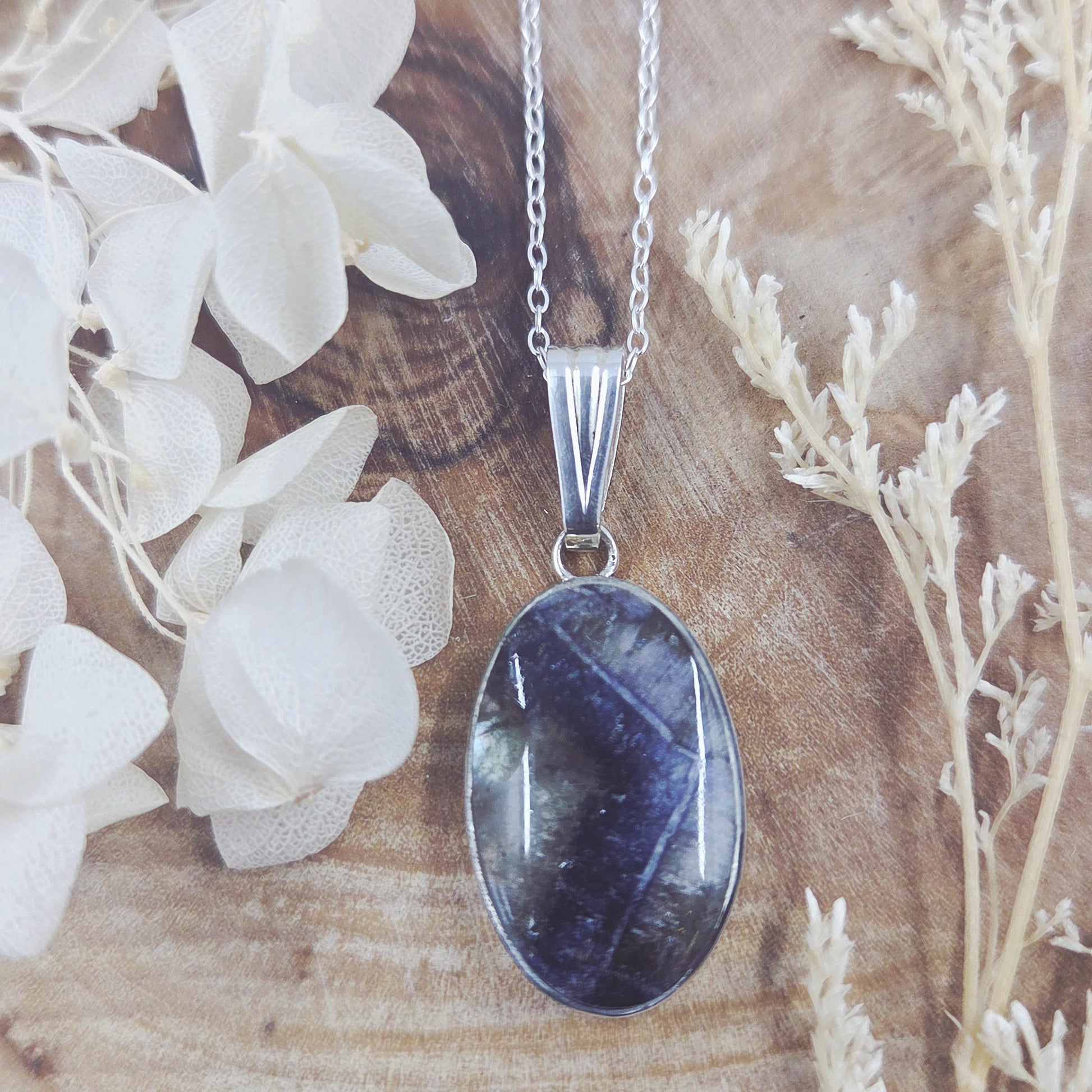 Blue John Pendant: Recycled Sterling Silver, Derbyshire Stone Jones Stones